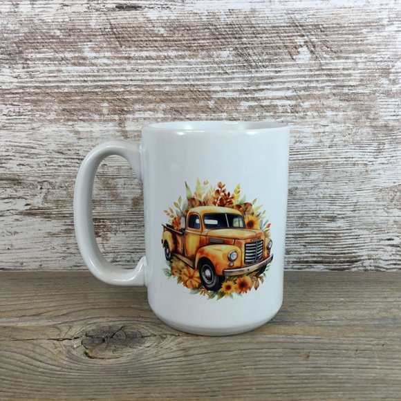 Vintage Orange Truck Ceramic Coffee Mug - Picture 1 of 3